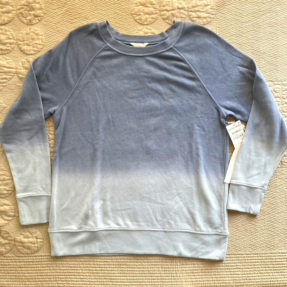 Caslon Sz. S Blue Cashmere Dip Dye cotton/poly crew sweatshirt, Nordstrom